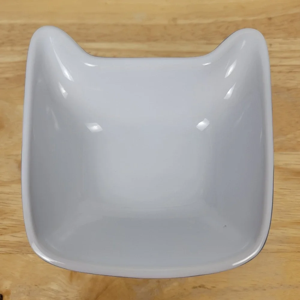 Whisker City Blue Ceramic Elevated Cat Bowl Raised Pet Feeder Dish